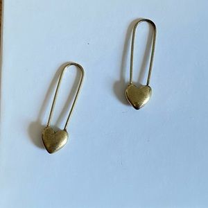 Lucky Brand Heart Safety Pin Earrings